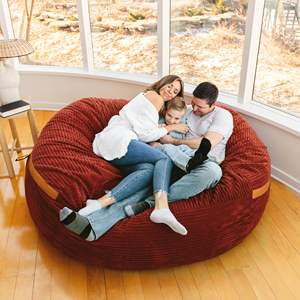 Meilleure Vente <span class=keywords><strong>Pouf</strong></span> d'Intérieur Géant en Velours Côtelé Rouge Canapé Doux pour Salon Déco Hivernale Chaleureuse Mobilier Italien Non Rembourré - Product Image 3