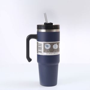 Anti-fog <b>Condensation</b> 30oz Stainless Steel Vacuum Insulated Car Tumbler Travel Mug With Handle Straw - Product Image 2