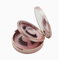 Boîte d'emballage pour cils en or rose ronde vide en gros, disponible en double/triple/quatre couches, emballage cosmétique