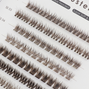 <span class=keywords><strong>Pestañas</strong></span> Postizas Completas Marrones Hechas a Mano, Dramáticas, Autoadhesivas, de Aplicación Rápida, de Fibra Vegetal Natural y Suave - Product Image 1