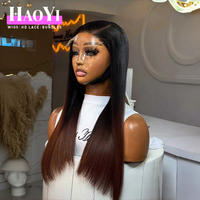 Rambut Manusia Vietnam Virgin Tanpa Lem, Lace Front Transparan 13x4, Warna Akar Coklat, Kepadatan 200%, Double Drawn, Panjang Lurus