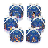 Boîte en papier hexagonale avec ruban pour emballages cadeaux de bonbons et chocolats, idéale pour le festival des lumières de Diwali et la décoration de fêtes