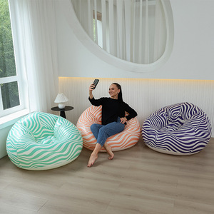 Canapé gonflable TANYOZHE 110x85cm, design rayé, chaise inclinable portable d'extérieur pour adultes - Product Image 1