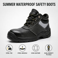 Bottes de sécurité basses en cuir de vachette imperméables pour l'été, avec embout en acier, semelle intermédiaire en acier anti-perforation et semelle en PU double densité, pour usine