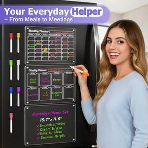 Pizarra Magnética Acrílica Transparente para Refrigerador, Fácil de Limpiar, para Organización de Menús en Cocina y Hogar - Product Image 1