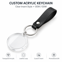 Ensembles de porte-clés personnalisables en acrylique vierge pour événements, avec sangle en cuir PU et impression sérigraphiée, légers