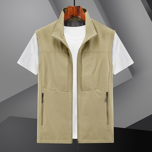 Gilet da uomo di fascia alta traspirante gilet primavera autunno <span class=keywords><strong>giacca</strong></span> con colletto rialzato <span class=keywords><strong>e</strong></span> chiusura con cerniera Multi-tasche - Product Image 3