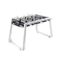 Table de baby-foot CS F08 Deluxe haut de gamme en bois massif avec cadre métallique et verre cristal, couleur et logo personnalisables, autoportante et multifonctionnelle