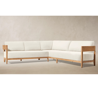 Ensemble de canapés de jardin en bois de teck, style contemporain, en forme de L, modulaire, pour l'extérieur, mobilier de jardin, vue sur le parc