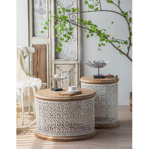 Nhiều Kích Thước Trắng Thiết Kế Wrought Sắt Bảng Trang Chủ Thanh Lịch Trang Trí Nội Thất Nhỏ Antique Vòng Bàn Cà Phê - Product Image 1