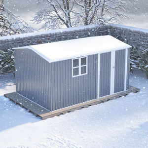 Caseta de <span class=keywords><strong>Almacenamiento</strong></span> <span class=keywords><strong>Exterior</strong></span> Moderna y Ecológica de 8x12 Pies, Estructura de Acero Resistente con Puertas Abatibles y Ventilaciones para Jardín o Patio - Product Image 4