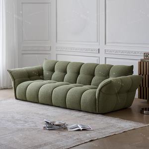 Canapé moderne de style nordique en tissu crème français avec rembourrage en laine d'agneau en forme de pétales pour petite famille - Product Image 6