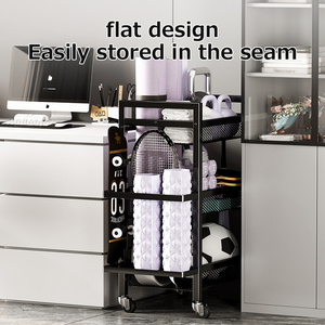 Support de stockage d'équipement de fitness, étagère de sport avec roue pour tapis de yoga <span class=keywords><strong>rouleau</strong></span> en <span class=keywords><strong>mousse</strong></span> haltère panier de rangement marchandises - Product Image 5