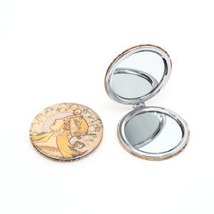 사용자 정의 로고 양면 화장품 손 거울 귀여운 포켓 컴팩트 미니 접이식 패브릭 거울 - Product Image 1