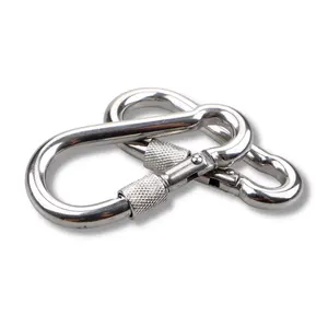 Grade 304 5*50mm Stainless Steel Safety Snap Hook Climbing Carabiner With Screw