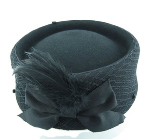 <span class=keywords><strong>Cappello</strong></span> a cilindro da donna in feltro di lana nero con piume, per l'inverno, da esterno, per adulti - Product Image 1