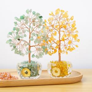 Декоративное дерево денежного притягивания из натурального кристалла с кристаллическим гравием и золотыми монетами в стеклянной бутылке, маленькое дерево для декора - Product Image 1