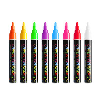 Marqueur à craie liquide OEM DIY lavable, facile à nettoyer, réversible, pointe fine biseautée 3mm 6mm