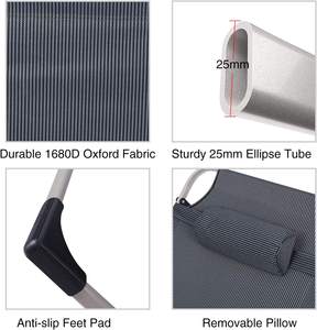 WOQI ayarlanabilir 4-pozisyon uzanmış katlanır yatak taşınabilir Metal çelik çerçeve kamp yatağı yastık açık oturma odası otel kullanımı için - Product Image 3