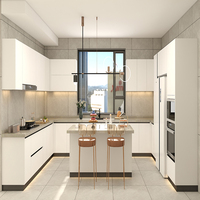 Solution de rénovation de cuisine au design moderne personnalisée ensemble complet d'armoires porte en verre de carcasse en MDF livraison rapide Service OEM