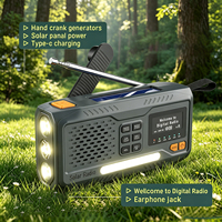 Radio d'urgence portable 4500 mAh à manivelle solaire, numérique DAB+ AM/FM, météo, lampe torche LED 3 modes, lecteur MP3, chargeur USB