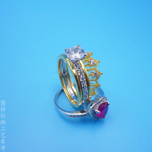 Crown Shape <b>Couple</b> <b>Rings</b> Gold Pave Setting Unisex Gift Jewelry - Product Image 3