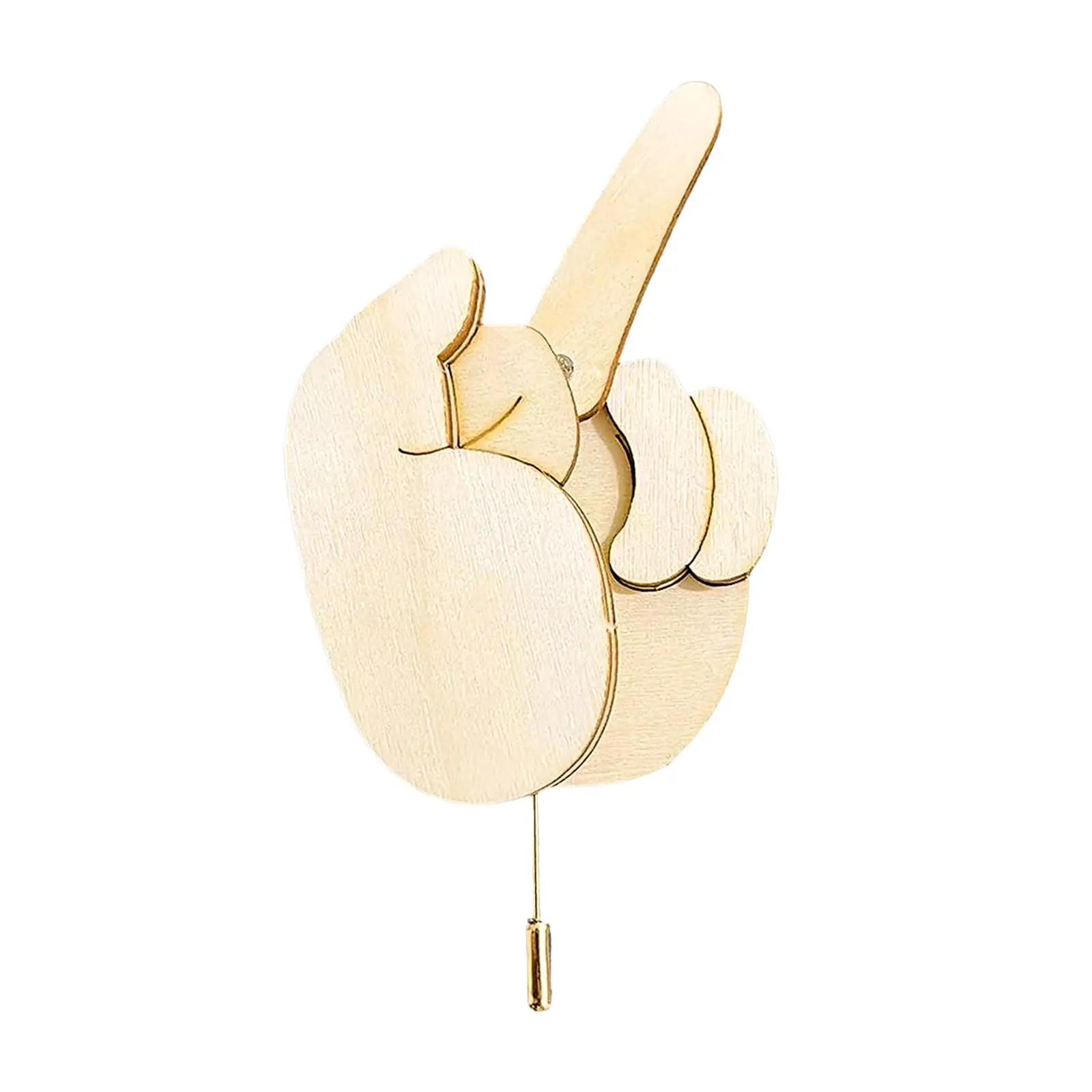 DIY Jewelry Making Kit Handmade Flippable Interactive Mood Expressing Pin Funny Wooden Finger Brooch Middle Finger Pin DIY Kit