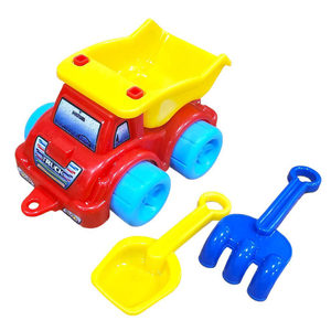 Kids <b>Beach</b> Dump Truck Toy with Shovel and Rake <b>Plastic</b> Sand Play Set Mesh Packed - Product Image 1