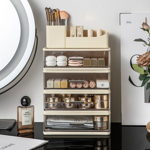Desktop Storage <b>Box</b> For Cosmetics <b>Makeup</b> Brushes Drawer Style Multi Layer Organizer With Transparent Drawers Stackable Cabinet - Product Image 4