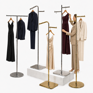 Suporte de Exibição de Roupas Ajustável para Lojas de Vestuário, Estrutura Metálica com Barras de Suspensão Multi-Arm para Exibição de Roupas no Varejo - Product Image 1
