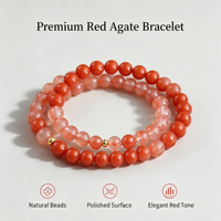 Bracelet en Agate Rouge Flottante Naturelle de Baoshan pour Femme, Élément Feu, Double Tour, Bracelet Porte-Bonheur en Cordon Rouge