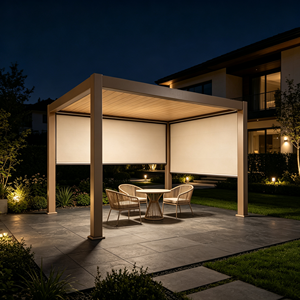 Pergola rectangulaire moderne en aluminium blanc, revêtement poudré, pour jardin extérieur, avec toit rétractable - Product Image 1