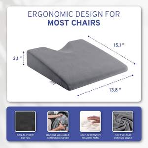 Cojín de Cuña para <span class=keywords><strong>Silla</strong></span> de Oficina y Asiento de <span class=keywords><strong>Coche</strong></span>, Soporte Ortopédico y Alivio del Dolor para Coxis y Cadera, Asiento de Camión - Product Image 5