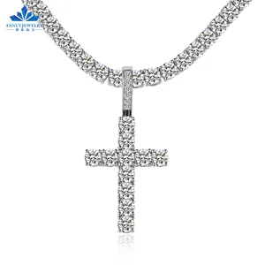 5mm VVS Moissanite Diamond Cross Pendant 925 Sterling Silver Jesus Cross For Necklace Men Women Fine Jewelry Charm