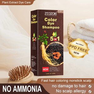 Venta al por mayor 250ml Ginseng sin amoníaco 5 en 1 champú para teñir el cabello permanente tinte para el cabello 5 minutos para colorear 100% que cubre el cabello blanco - Product Image 2
