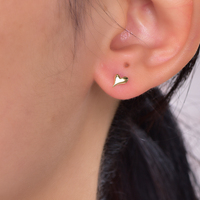 Boucles d'oreilles clous en forme de petit cœur Kirin Stock, plaquées or 18 carats, argent sterling 925 pour femme