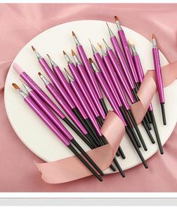 Kit de pinceaux pour nail art UV, manche métallique plat, poils en nylon, pour points, peinture, liner, manucure, salon, décoration des ongles - Product Image 6