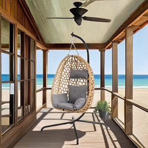 Oeuf pliant moderne en <span class=keywords><strong>métal</strong></span> suspendu chaise en rotin pour balançoires de patio cadre pour mobilier d'extérieur cour hôtel parc villa - Product Image 3