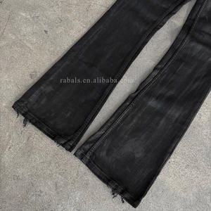 <span class=keywords><strong>Jeans</strong></span> da Uomo Produttore Personalizzati a Vita Bassa Skinny Slim Fit Bootcut Neri a Zampa di Elefante Vintage Effetto Consumato Cerato Svasati in Denim - Product Image 4