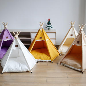 Vente chaude de fournitures pour animaux de compagnie personnalisées disponibles en toutes saisons toile + <span class=keywords><strong>tipi</strong></span> pour <span class=keywords><strong>chien</strong></span> chat en bois - Product Image 1