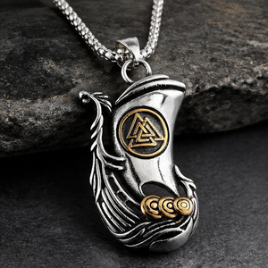 yunnique Viking Ship Pendant Necklace Stainless Steel Unisex Gift Jewelry Geometric Wings Design JD215 - Product Image 1