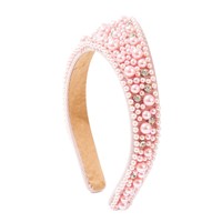 Headband Heming FG725 Model Baru Impor Gaya Vintage Eropa Amerika Dihiasi Berlian Mutiara dengan Pinggiran Lebar