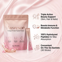 Poudre de collagène de protéines vitales hydrolysées Halal Ausreson OEM suppléments cheveux sains peau ongles poudre de peptide de protéine de collagène