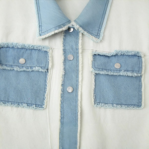 2025 Summer New Damen Cardigan Top Jacke Strick-<span class=keywords><strong>Patchwork</strong></span> im europäischen und amerikanischen Stil mit kontrastieren dem Denim-Design - Product Image 3