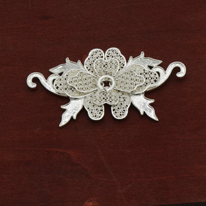 Accessoire de coiffure en filigrane de cuivre pur, motif floral, 27x7cm, plaqué or et argent, style ancien, décoration de mariage Hanfu - Product Image 3