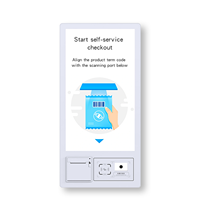 Kiosque automatique de paiement en libre-service avec écran tactile de 21,5 pouces, lecteur de codes-barres pour restaurant, retrait d'espèces et commande automatique