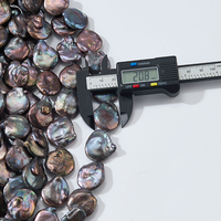 Perles baroques en forme de pièce de monnaie d'eau douce noires de couleur naturelle de 20-25 mm pour la fabrication de bijoux