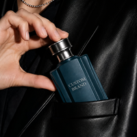 Parfum Oud de Luxe pour Homme, Marque Privée, Flacon Bleu Marine Mat, Bouchon Métallique Gris Anthracite, Élégant, Longue Durée, Coffret Cadeau