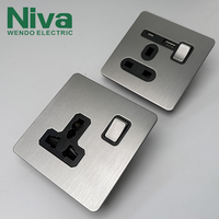 Prise murale Niva Home, norme britannique, panneau en acier inoxydable, simple, 13A, personnalisation OEM, modulaire, noir, or, bronze, argent