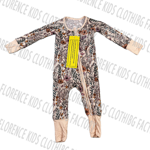 Pyjama bébé en bambou DH ODM, extensible et doux, avec fermeture éclair, combinaison une pièce, imprimé personnalisé, ensemble de vêtements de nuit - Product Image 2